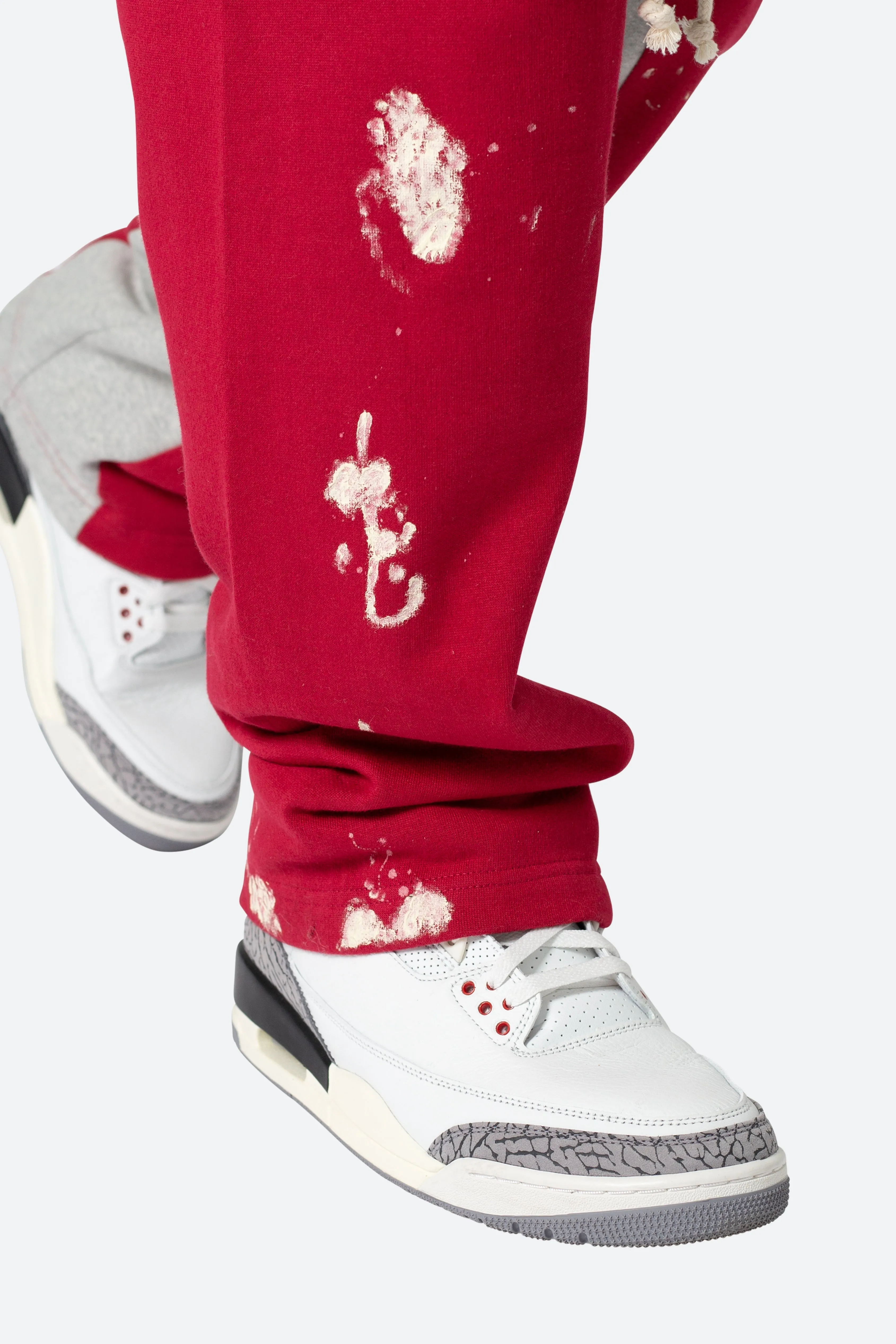 Contrast Patch Sweatpants - Red and Grey