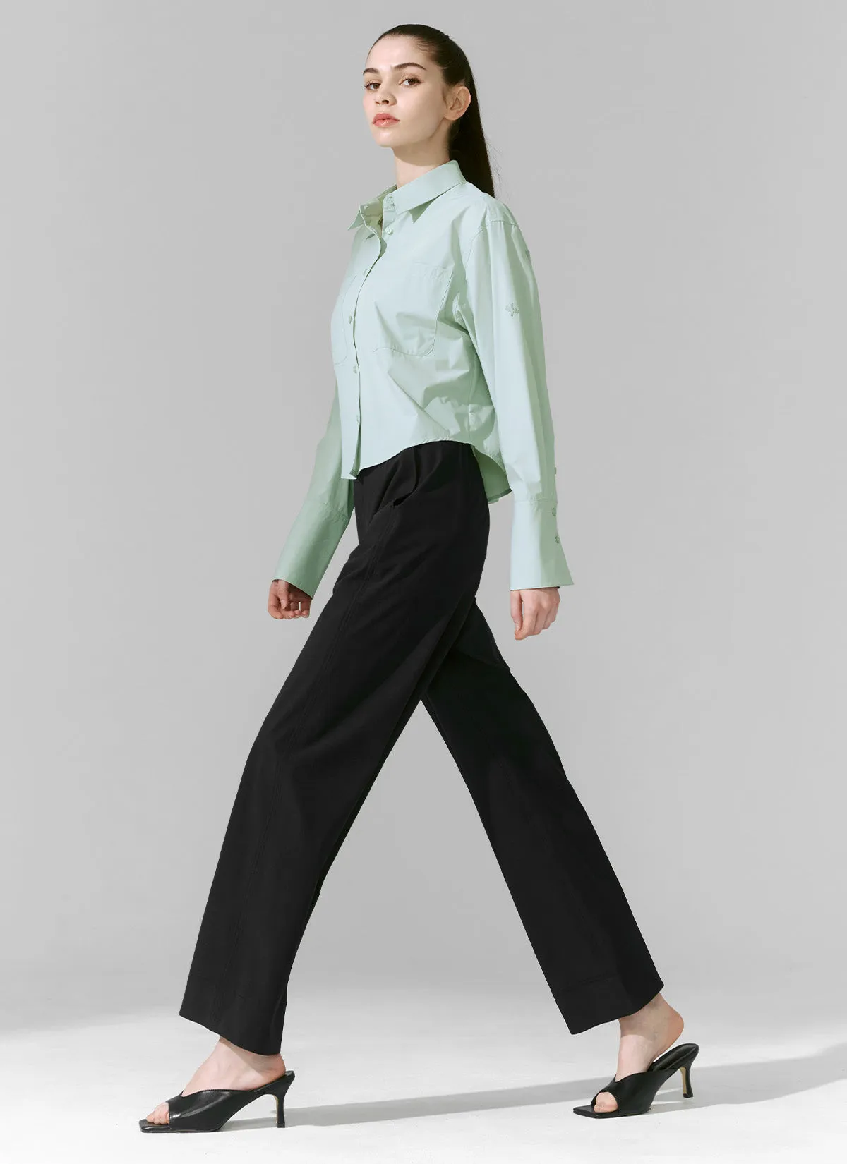 All-Day Comfort Banding Wide Slacks