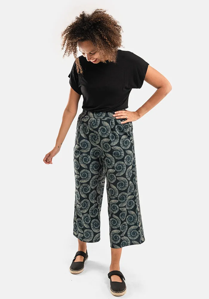 Amari Fossils Print Pull On Wide Leg Culotte Trouser