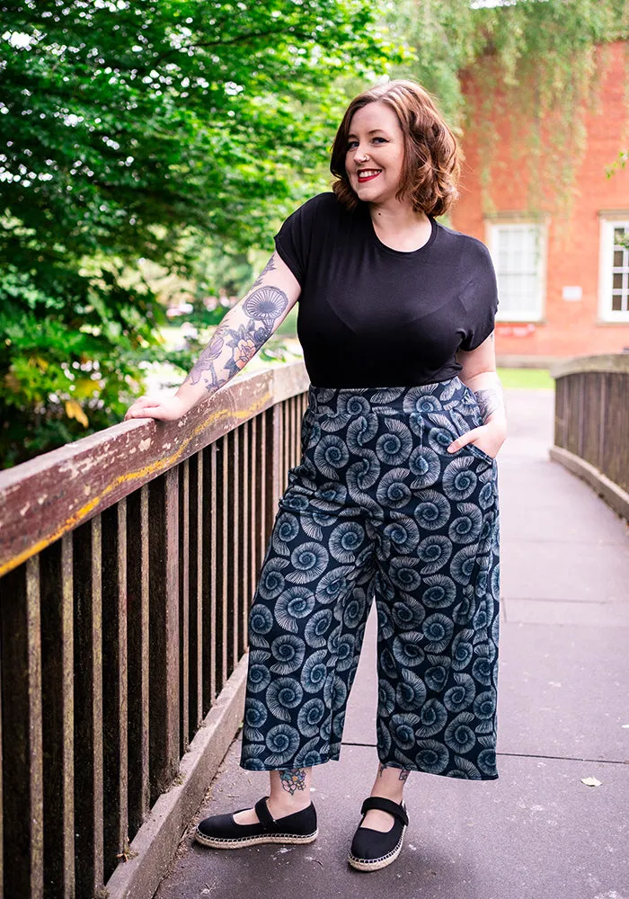 Amari Fossils Print Pull On Wide Leg Culotte Trouser