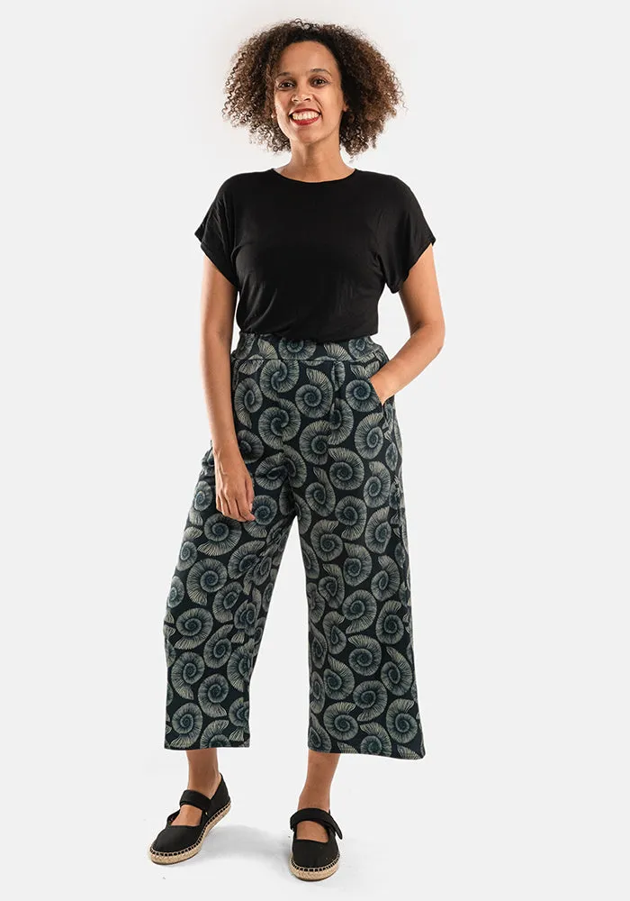 Amari Fossils Print Pull On Wide Leg Culotte Trouser
