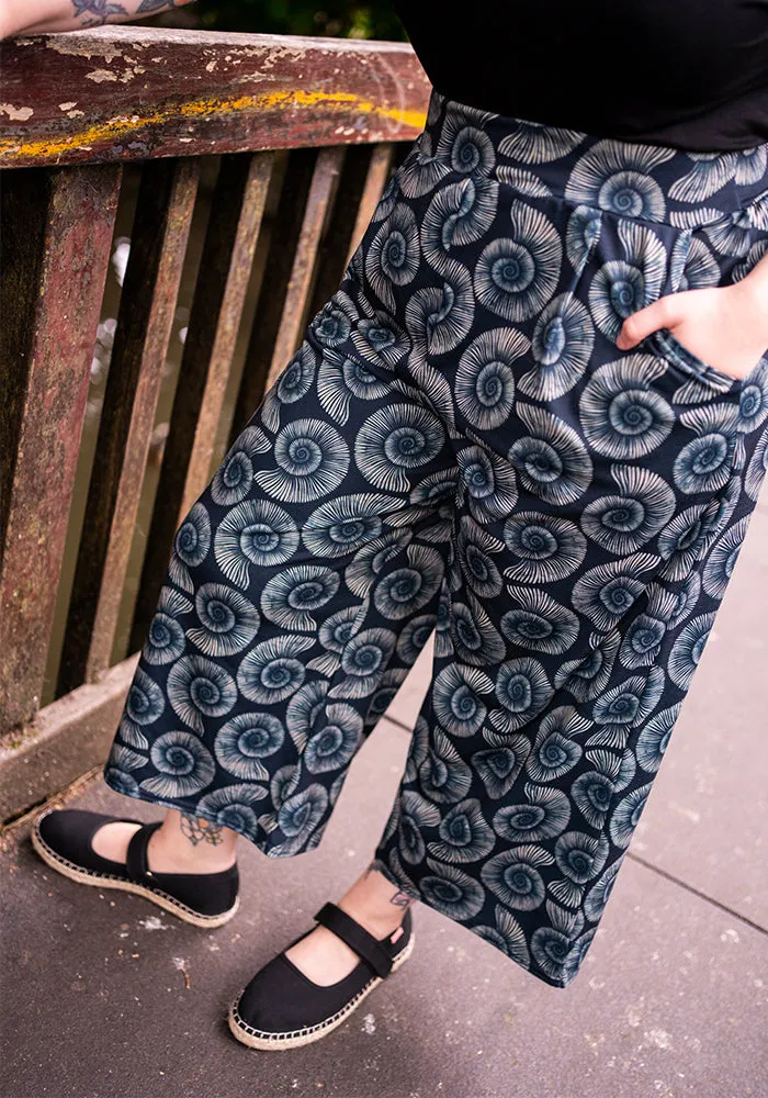 Amari Fossils Print Pull On Wide Leg Culotte Trouser