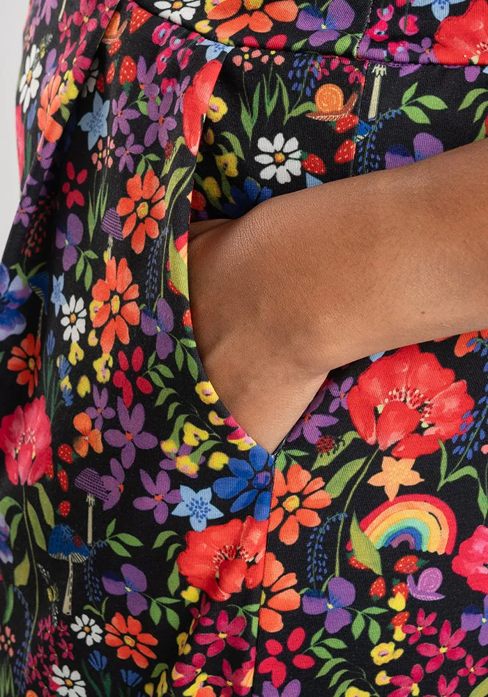 Amari Garden Rainbows Print Pull On Wide Leg Culotte Trouser