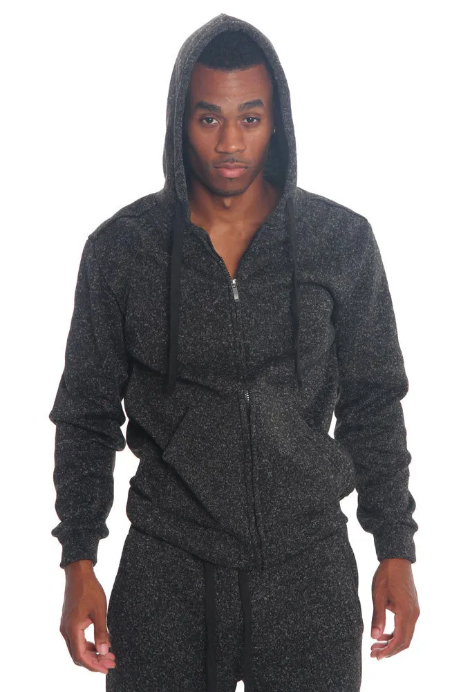 Basic Melange Zip Up Hoodie