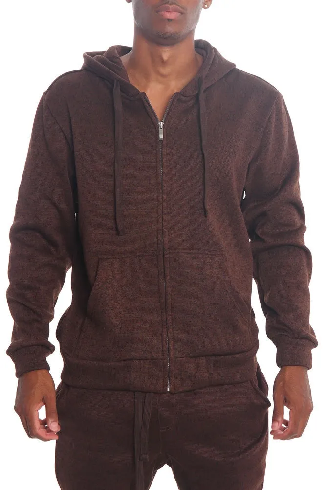Basic Melange Zip Up Hoodie