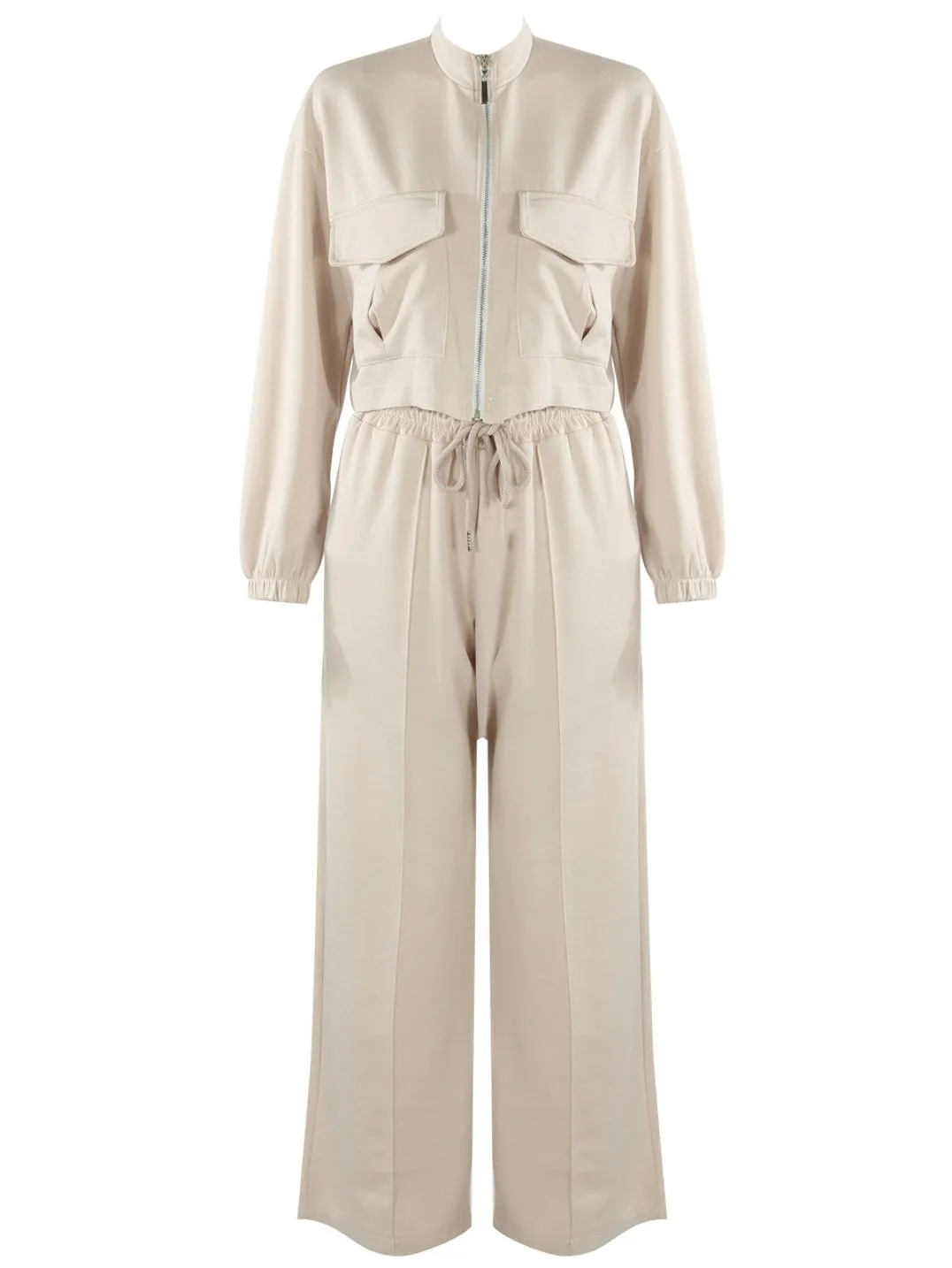 Cassie Two Piece Zipped Jacket and Wide Leg Jogger Loungewear Set