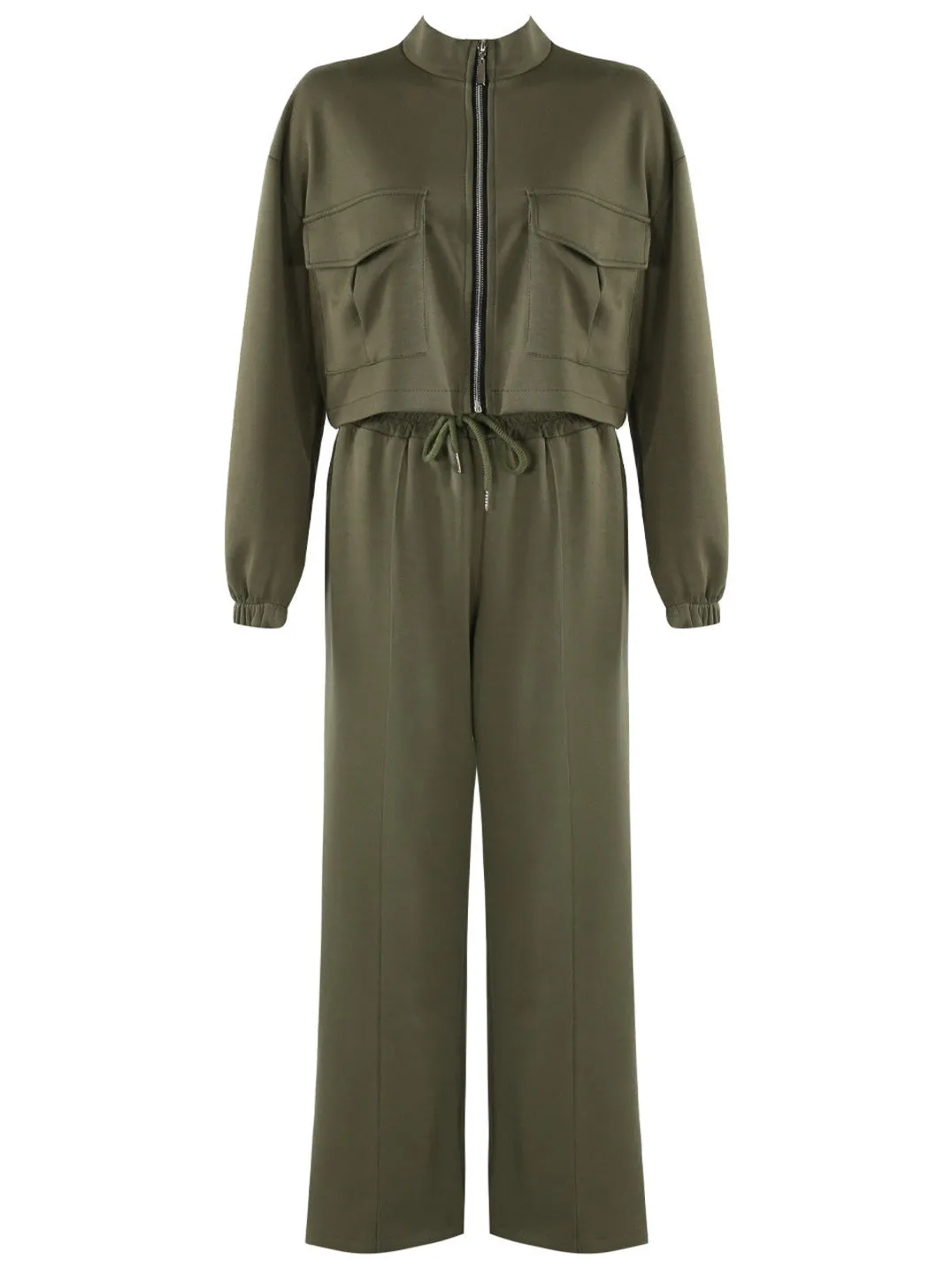 Cassie Two Piece Zipped Jacket and Wide Leg Jogger Loungewear Set