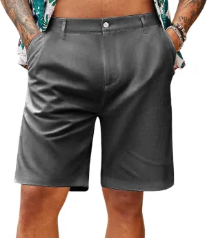 Casual Linen Shorts for Men Lightweight Solid Color Pants Classic Fit Breathable Pants Slim Fit Summer Beach Shorts
