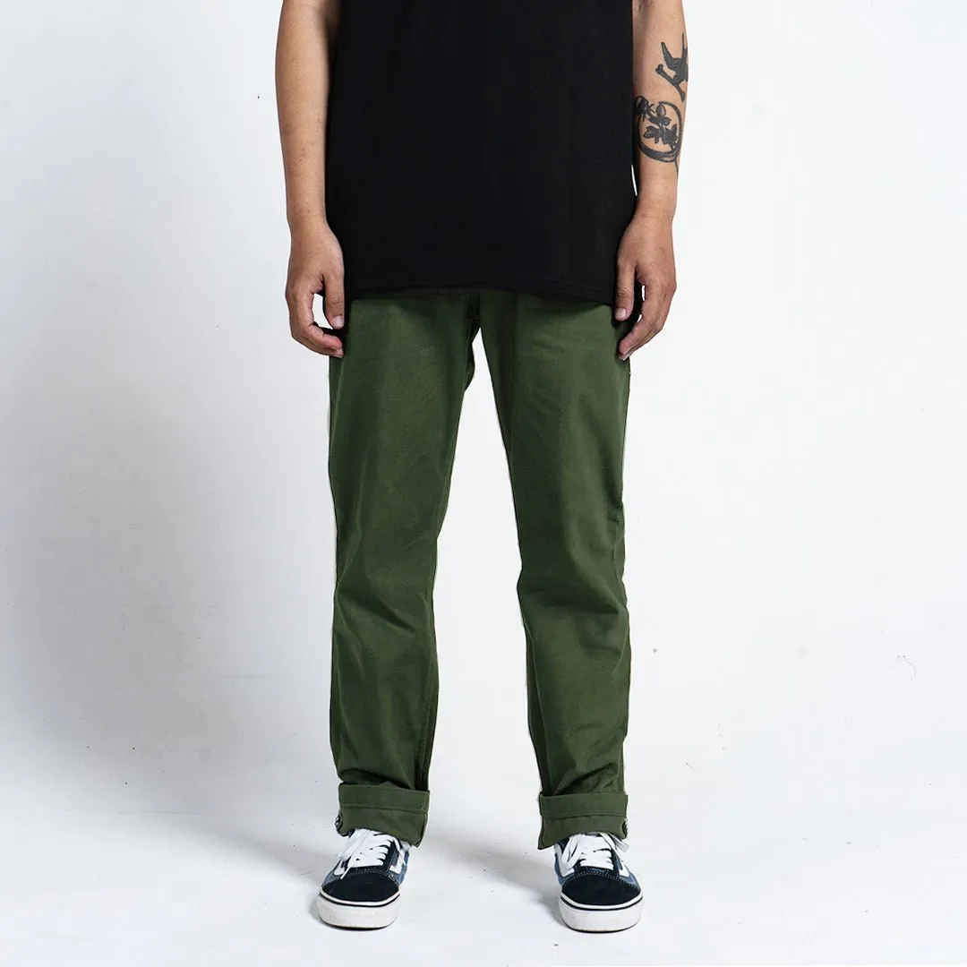 Chino Pants Green Olive Army Twill