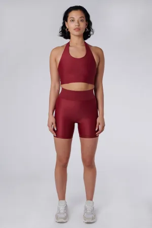 Cora High Waisted Bicycle Shorts | Recycled Nylon | Wine