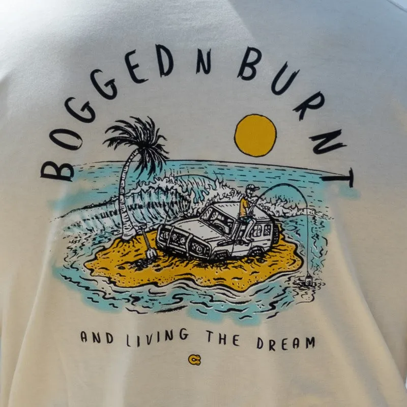 Crew Tee Graphic Print Bogged N Burnt Mens White Sandy Sand
