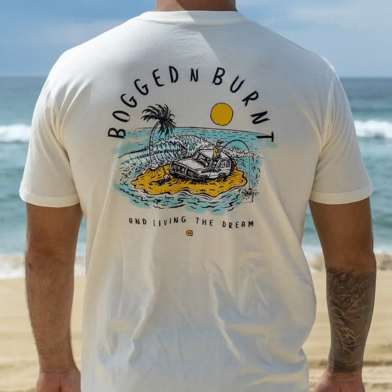 Crew Tee Graphic Print Bogged N Burnt Mens White Sandy Sand