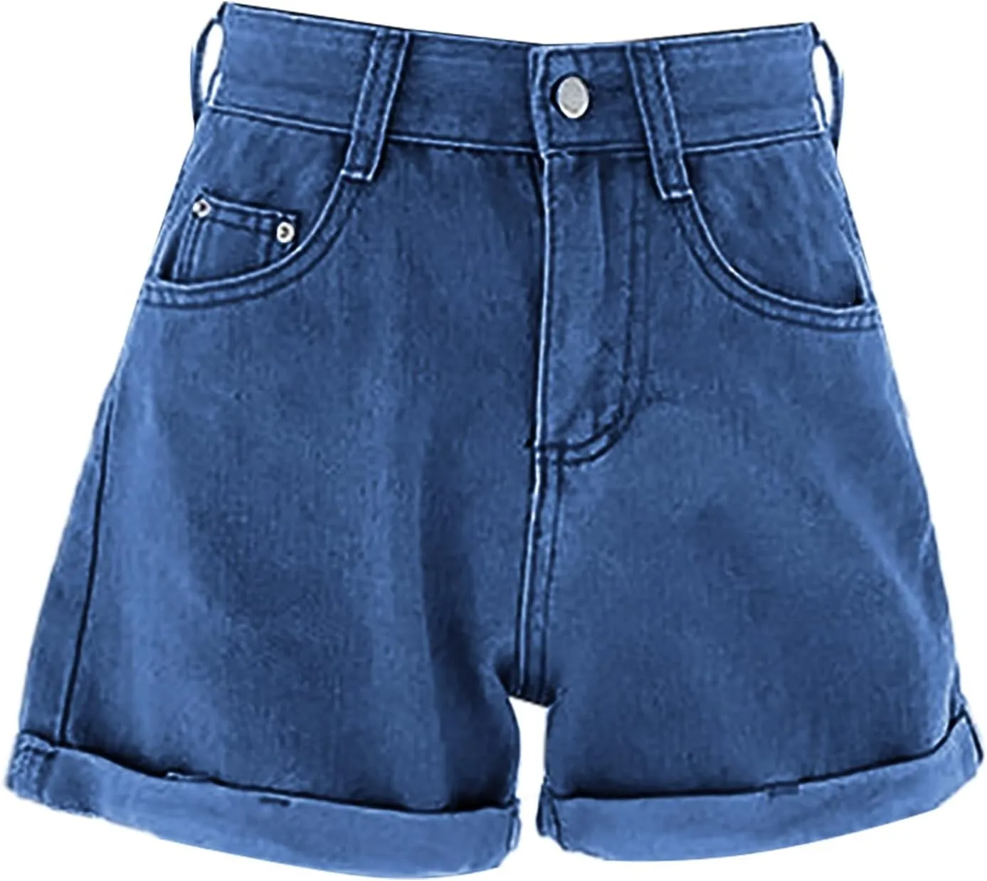 Denim Shorts for Women Trendy High Waisted Casual Stretchy Summer Y2k Baggy Girls Relaxed Fit Folded Hem Jean Shorts