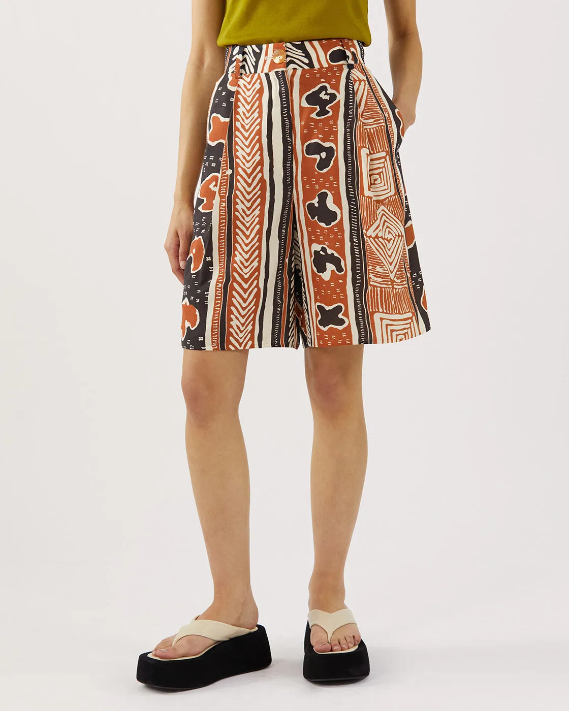 Doris Shorts Tencel Print Brown