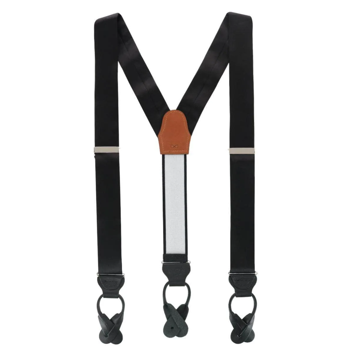 Dutton Solid Color Silk Button End Braces