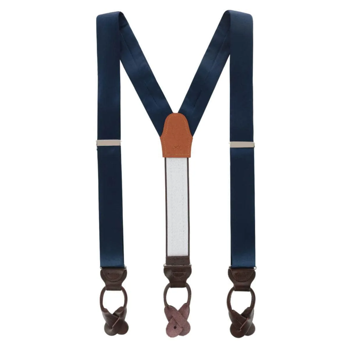 Dutton Solid Color Silk Button End Braces