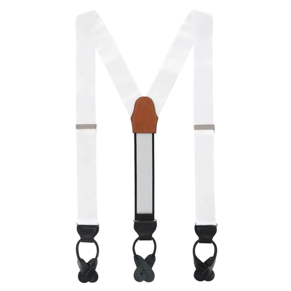 Dutton Solid Color Silk Button End Braces