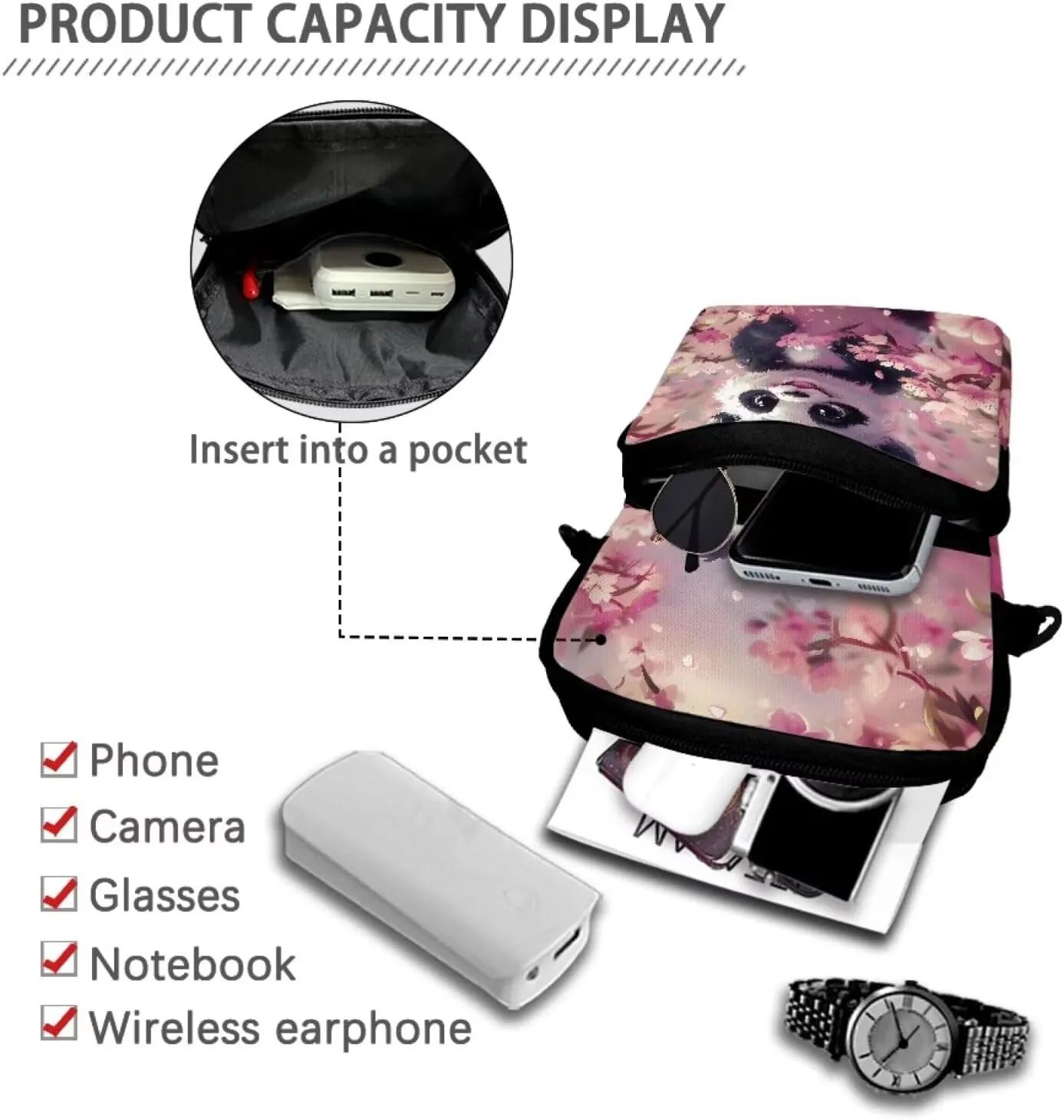 Girls Crossbody Bag Polyester Shoulder Bags Smart Phone Case Coin Wallet Purse