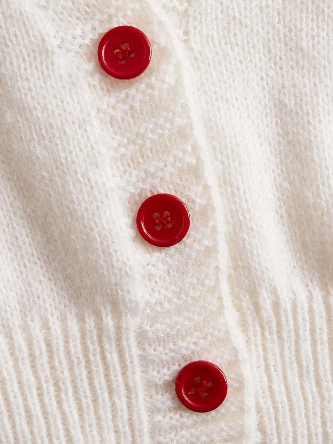 GORGLITTER Women's Cherry Button Up Cropped Cardigans Long Sleeve V Neck Coquette Sweaters