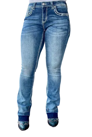 Grace Women's in LA Easy Fit Embellished Horse Shoe Bootcut Jeans