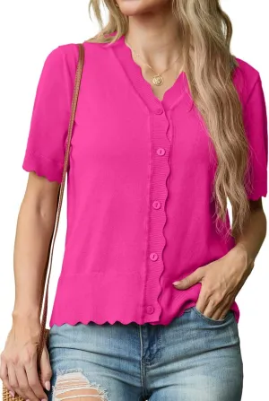 GRECERELLE Womens Summer Lightweight Short Sleeve Cropped Cardigan V-Neck Knit Sweater Shrug for Dressy