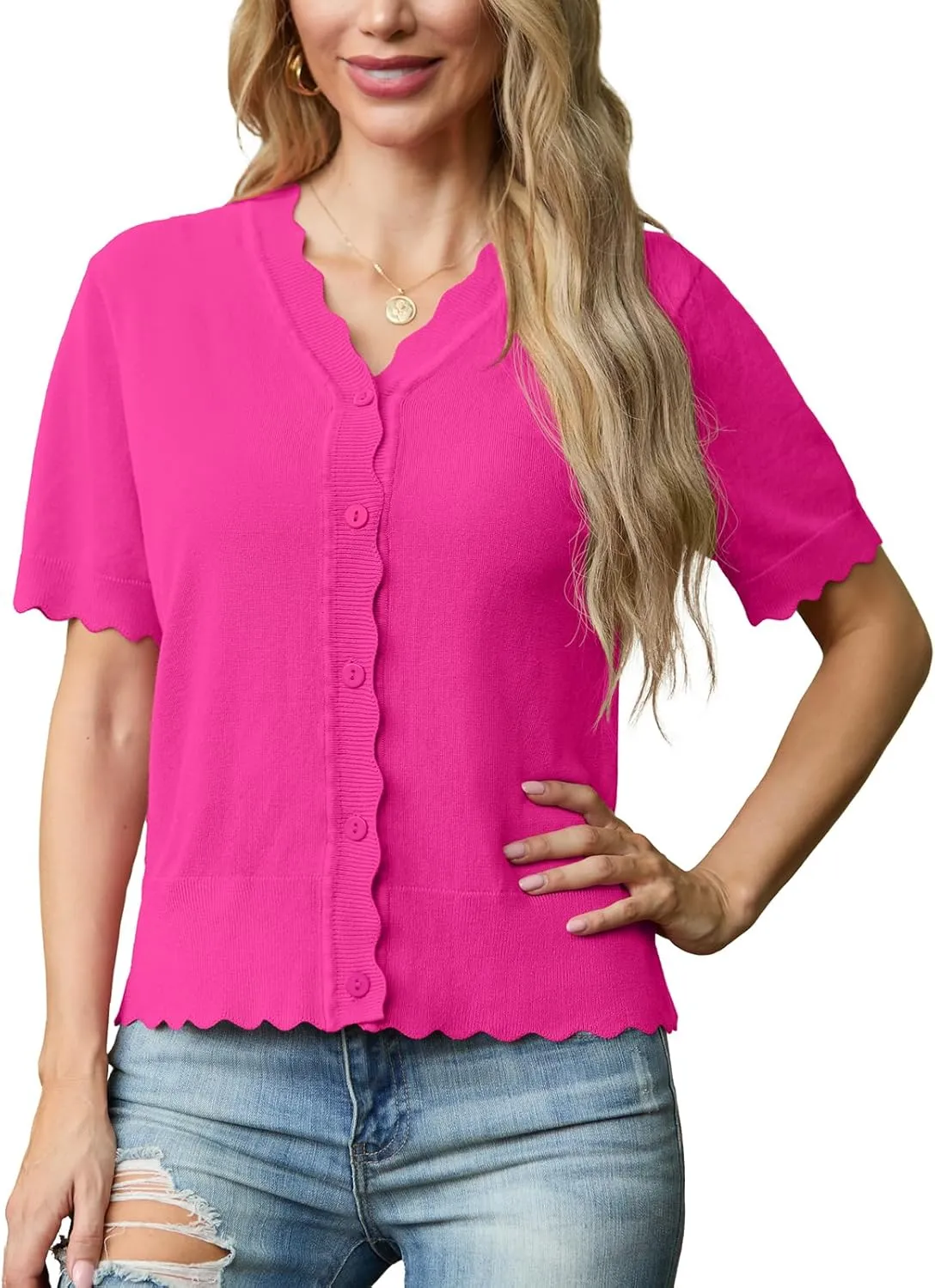 GRECERELLE Womens Summer Lightweight Short Sleeve Cropped Cardigan V-Neck Knit Sweater Shrug for Dressy