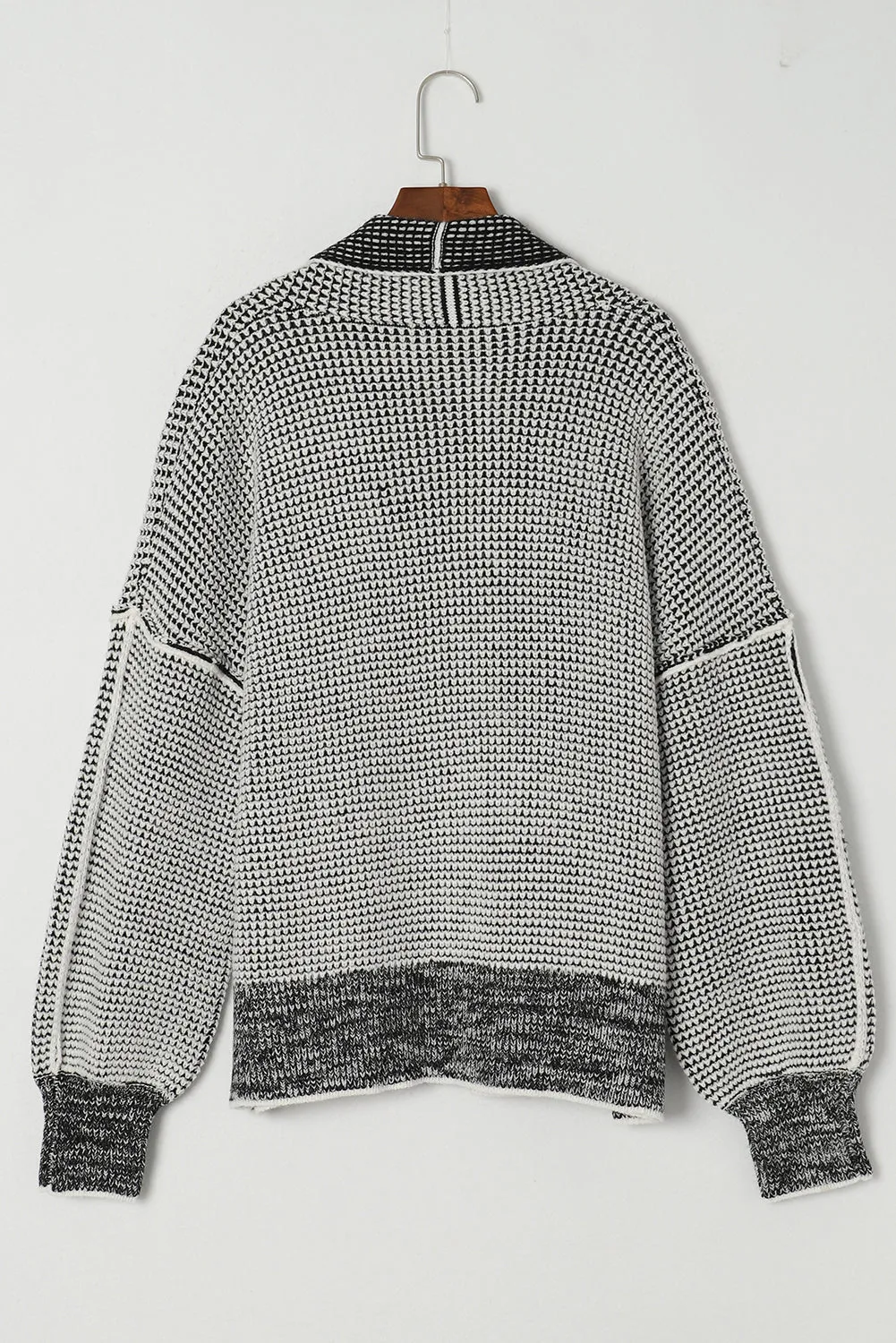 Grey Plaid Open Front Cardigan