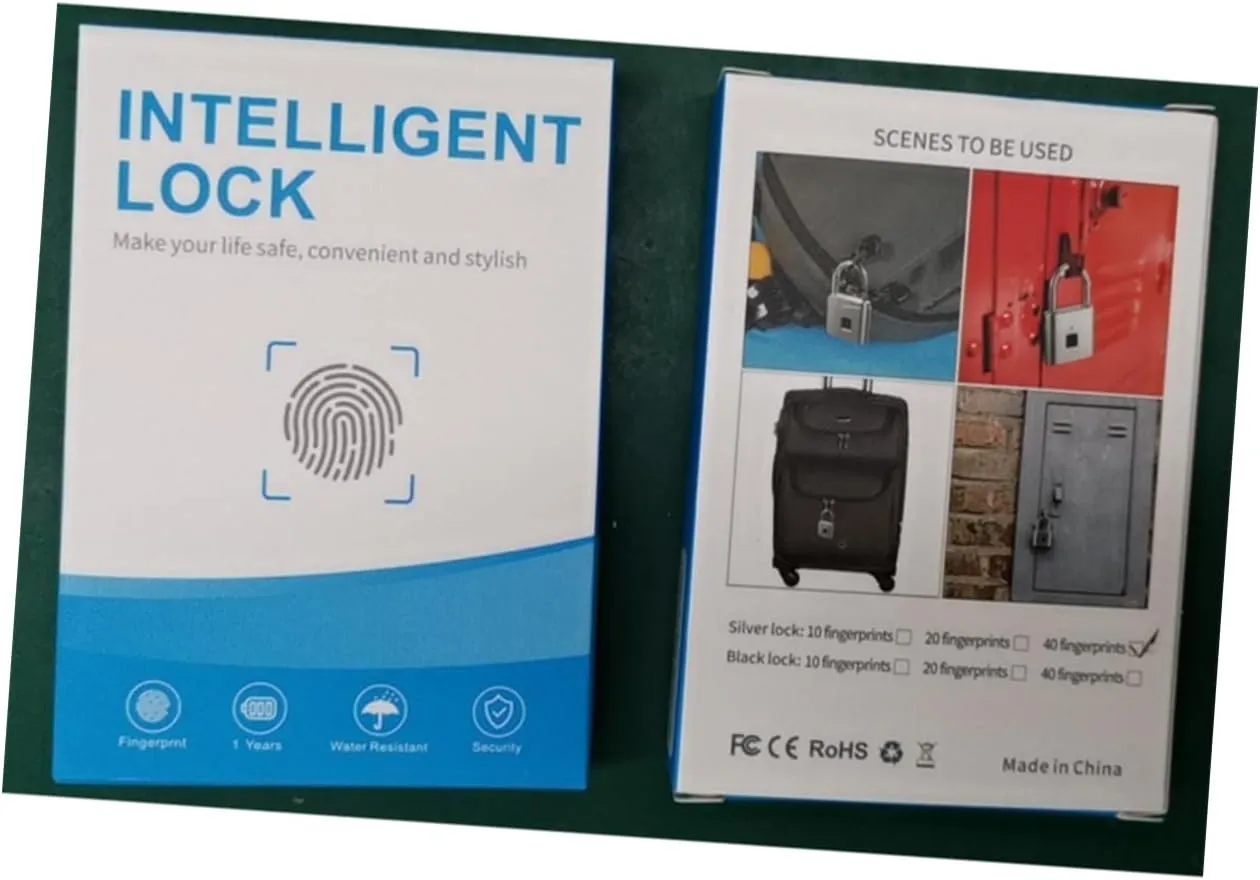 Gym Suitcase Fingerprint Padlock 40 Passwords Smart Luggage Lock for Travel