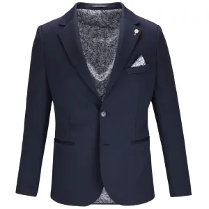 Herringbone Stretch Blazer - Navy