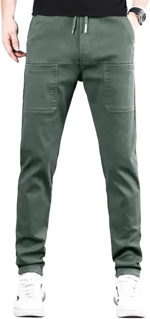 High Stretch Cargo Pants for Men,Durable Solid Color Long Pants with Multi-Pocket,Hiking Workout Joggers Sweatpants