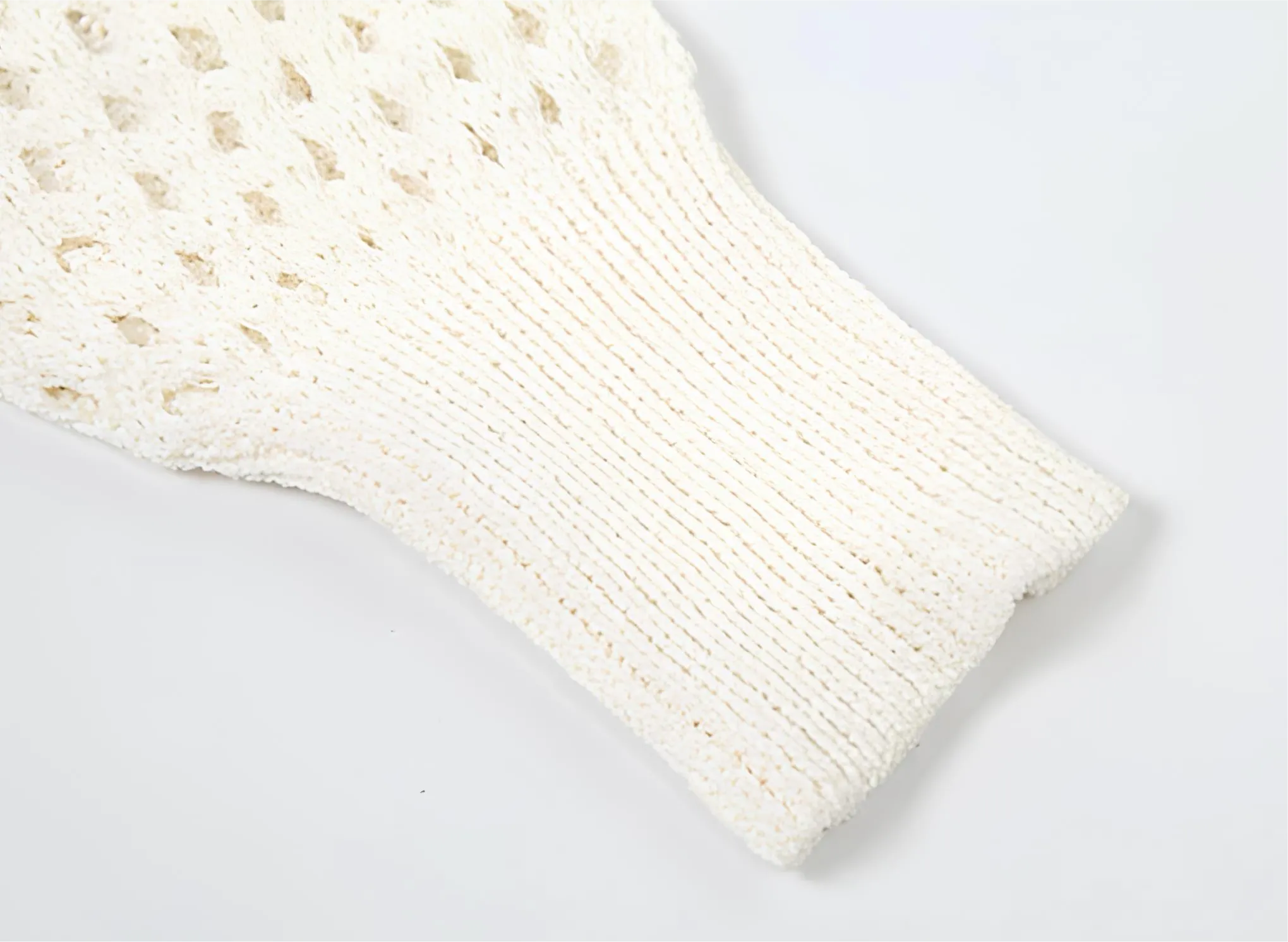 Hollow Stripe Crochet Crop Sweater  Y2K Full Sleeve Zip Knit Jacket