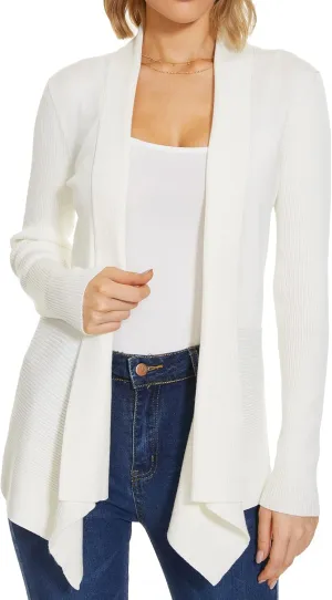 INKOFF Womens Draped Front Cardigan Sweaters Long Sleeve Waterfall Irregular Hem Cardigans Lighweight