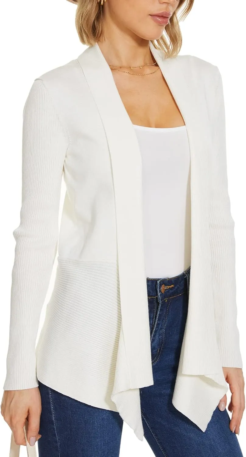INKOFF Womens Draped Front Cardigan Sweaters Long Sleeve Waterfall Irregular Hem Cardigans Lighweight