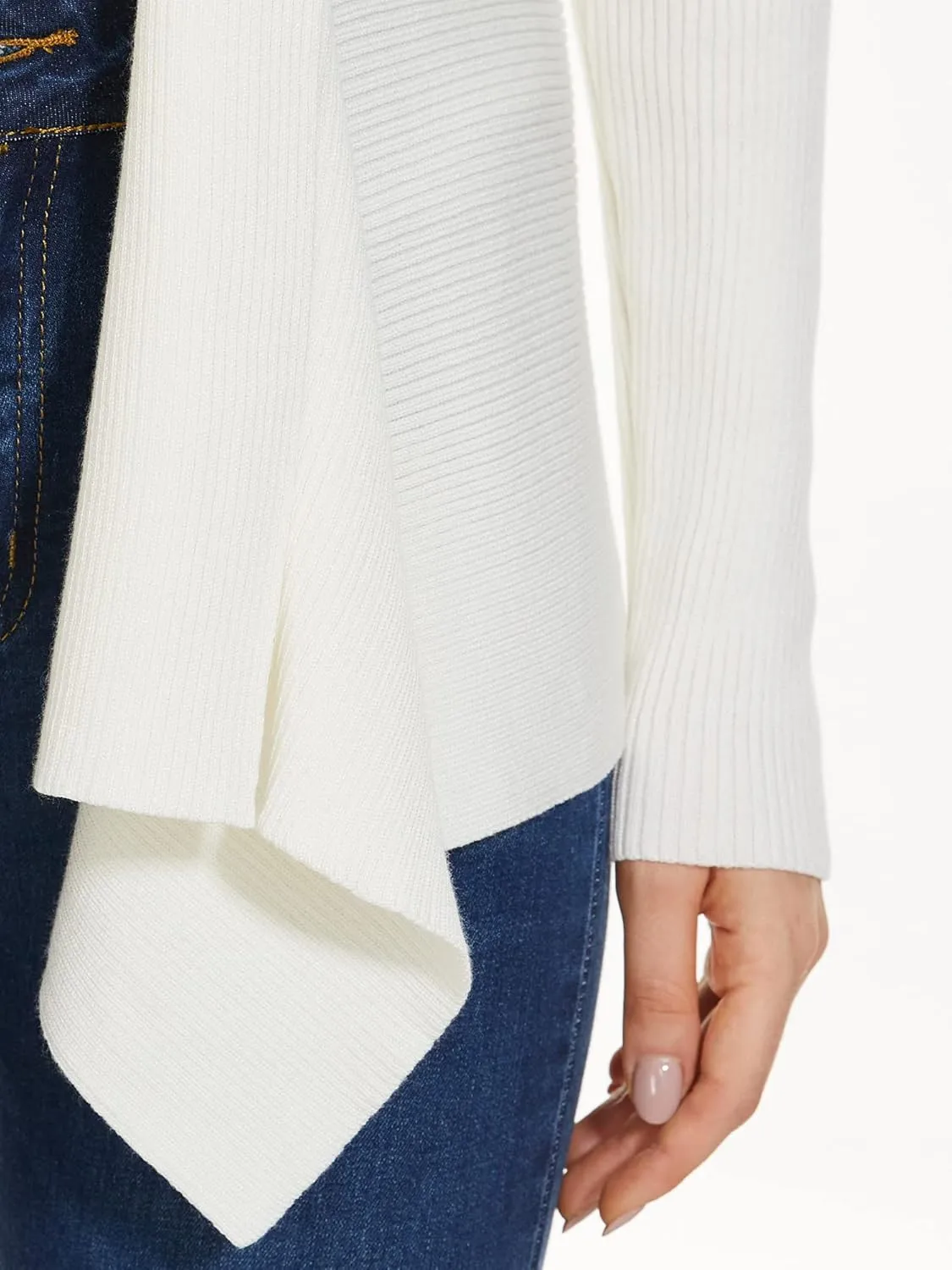 INKOFF Womens Draped Front Cardigan Sweaters Long Sleeve Waterfall Irregular Hem Cardigans Lighweight