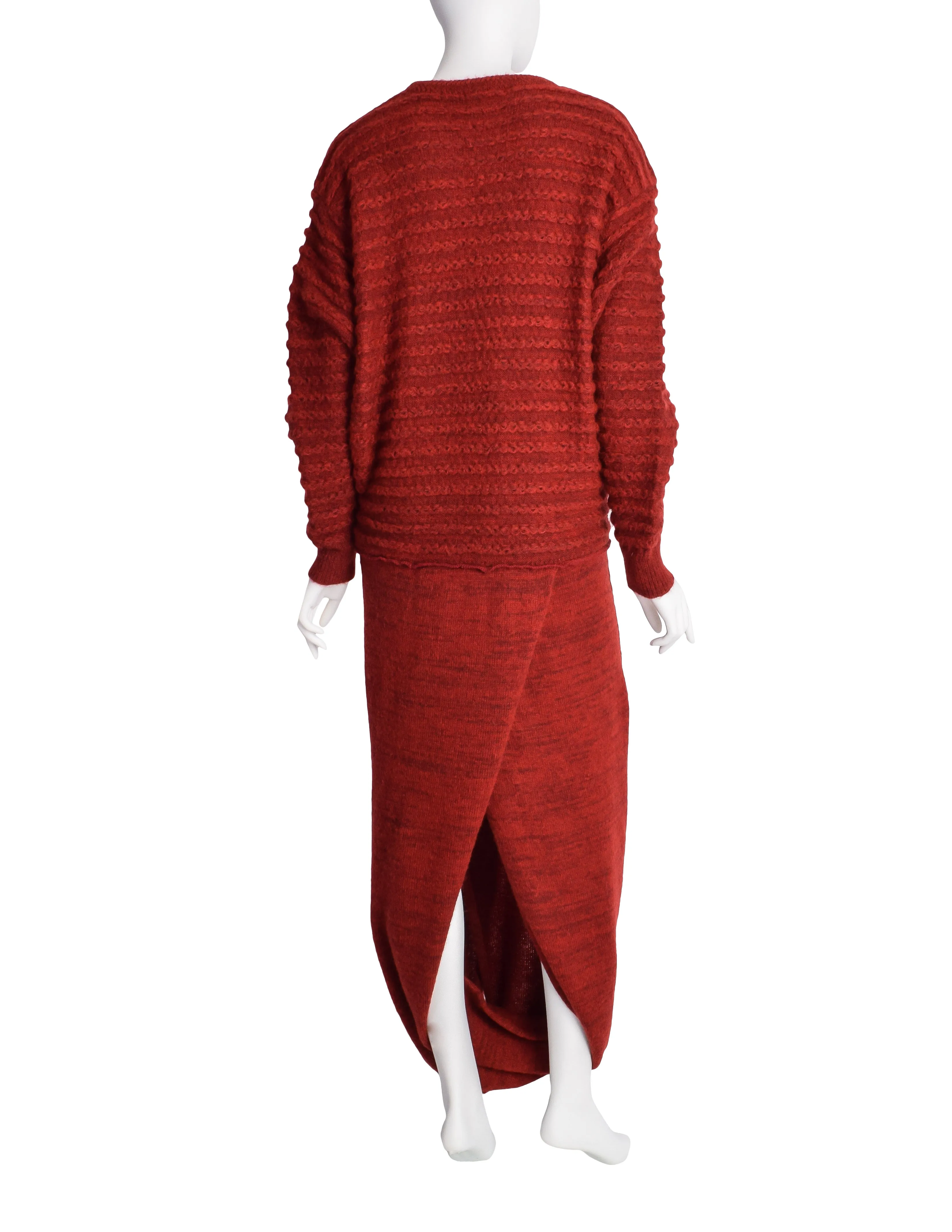 Issey Miyake Vintage Rusty Red Knit Wool Blend Convertible Sweater