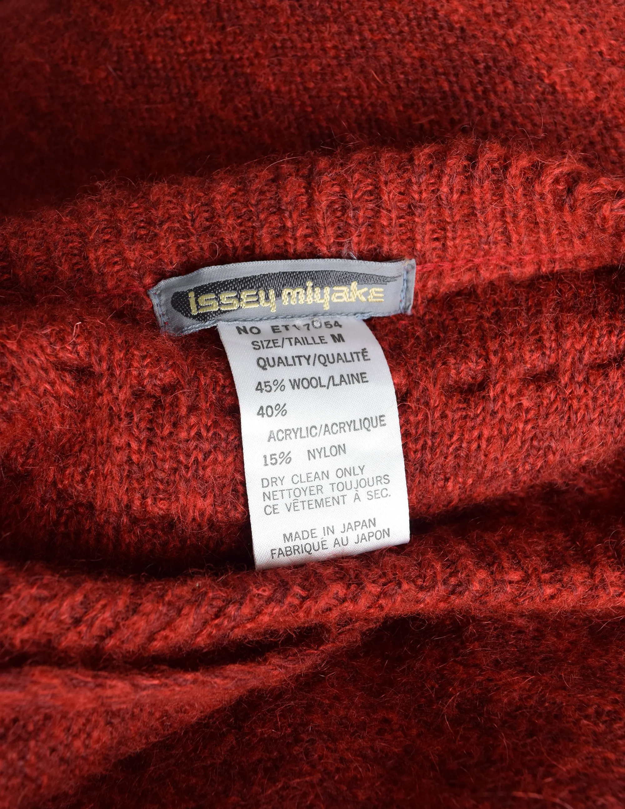 Issey Miyake Vintage Rusty Red Knit Wool Blend Convertible Sweater