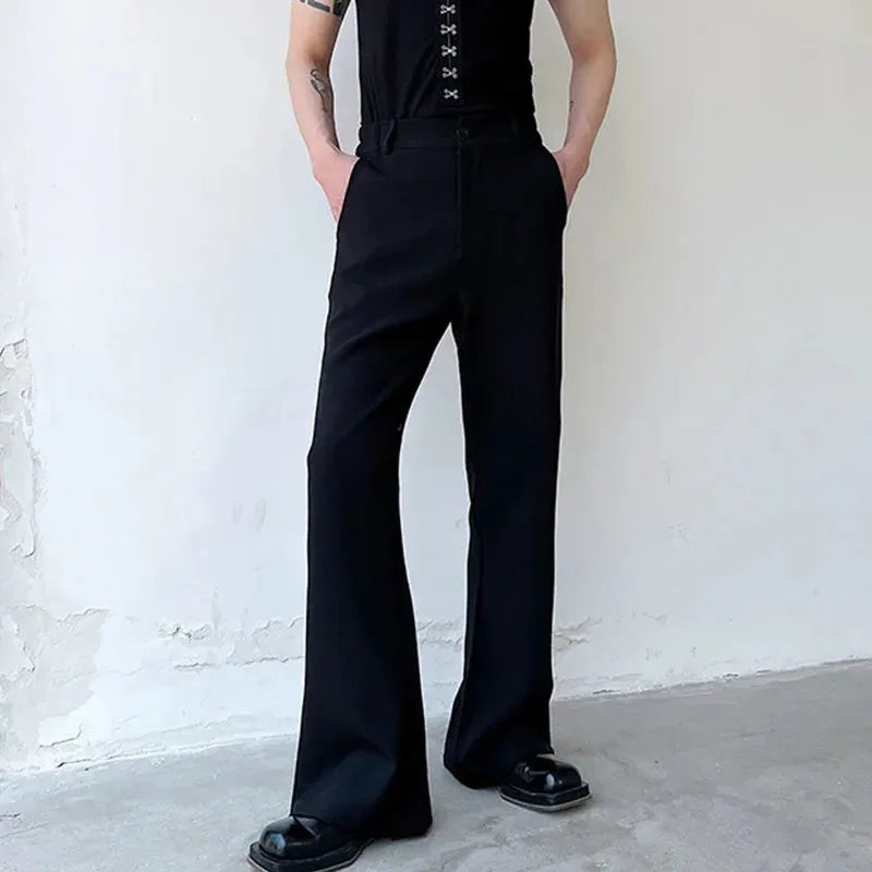 Korean Fashion Leisure Bell Bottoms Men's Pants Personality Style Versatile Trend Solid Color Simple Male Trousers
