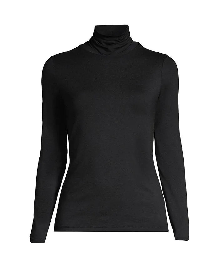 Lands' End Women's Lightweight Long Sleeve Petite Turtleneck black