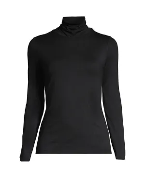 Lands' End Women's Lightweight Long Sleeve Petite Turtleneck black