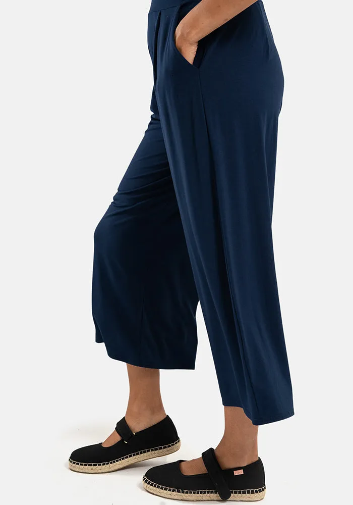 Lexus Navy Pull On Wide Leg Culotte Trouser