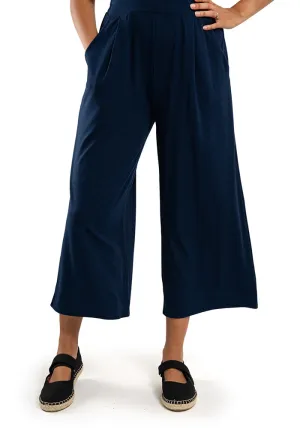 Lexus Navy Pull On Wide Leg Culotte Trouser