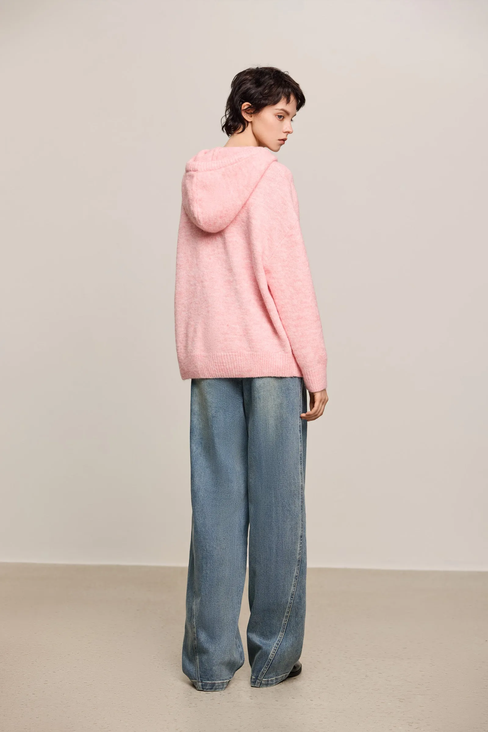 LILY Hooded Cat Embroidery Casual Knit Sweater
