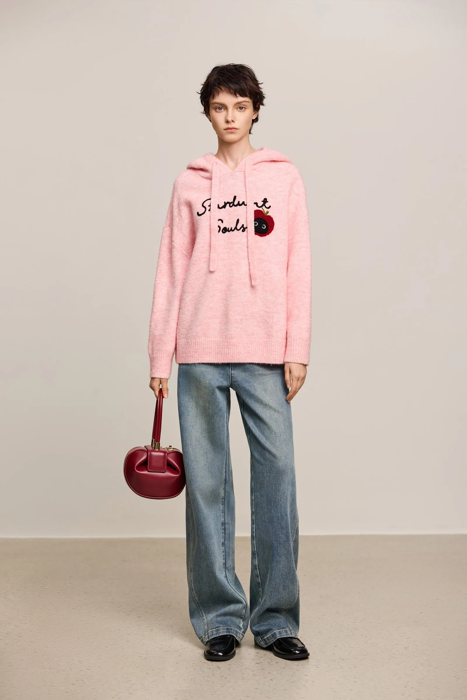 LILY Hooded Cat Embroidery Casual Knit Sweater