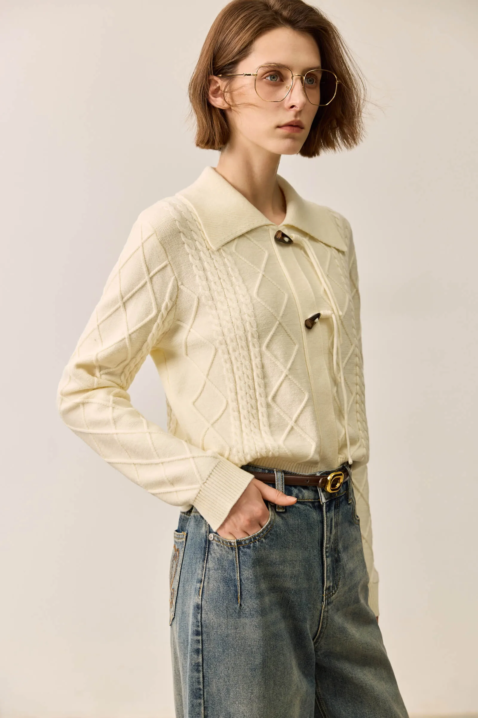 LILY Toggle Polo Collar Sweater