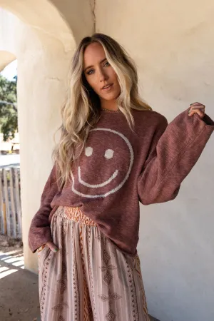 Made You Smile Sweater - Rose