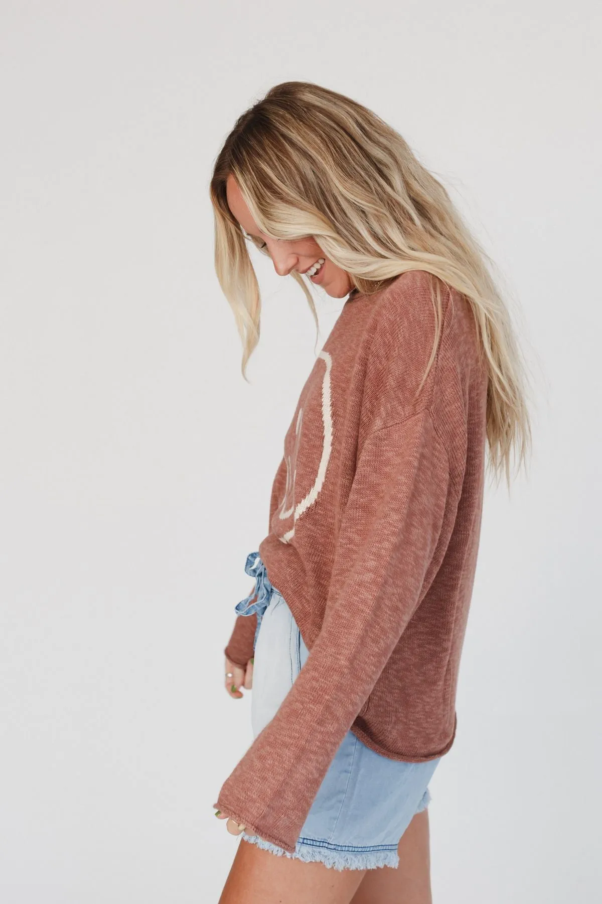 Made You Smile Sweater - Rose