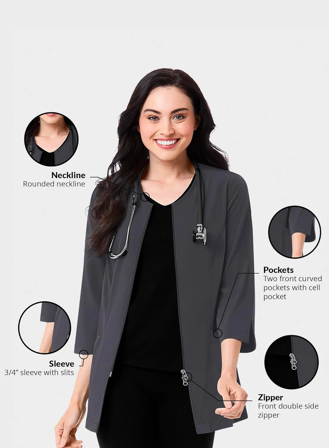 Maevn Smart Lab Coats - Ladies 3/4 Sleeve Lab Jacket