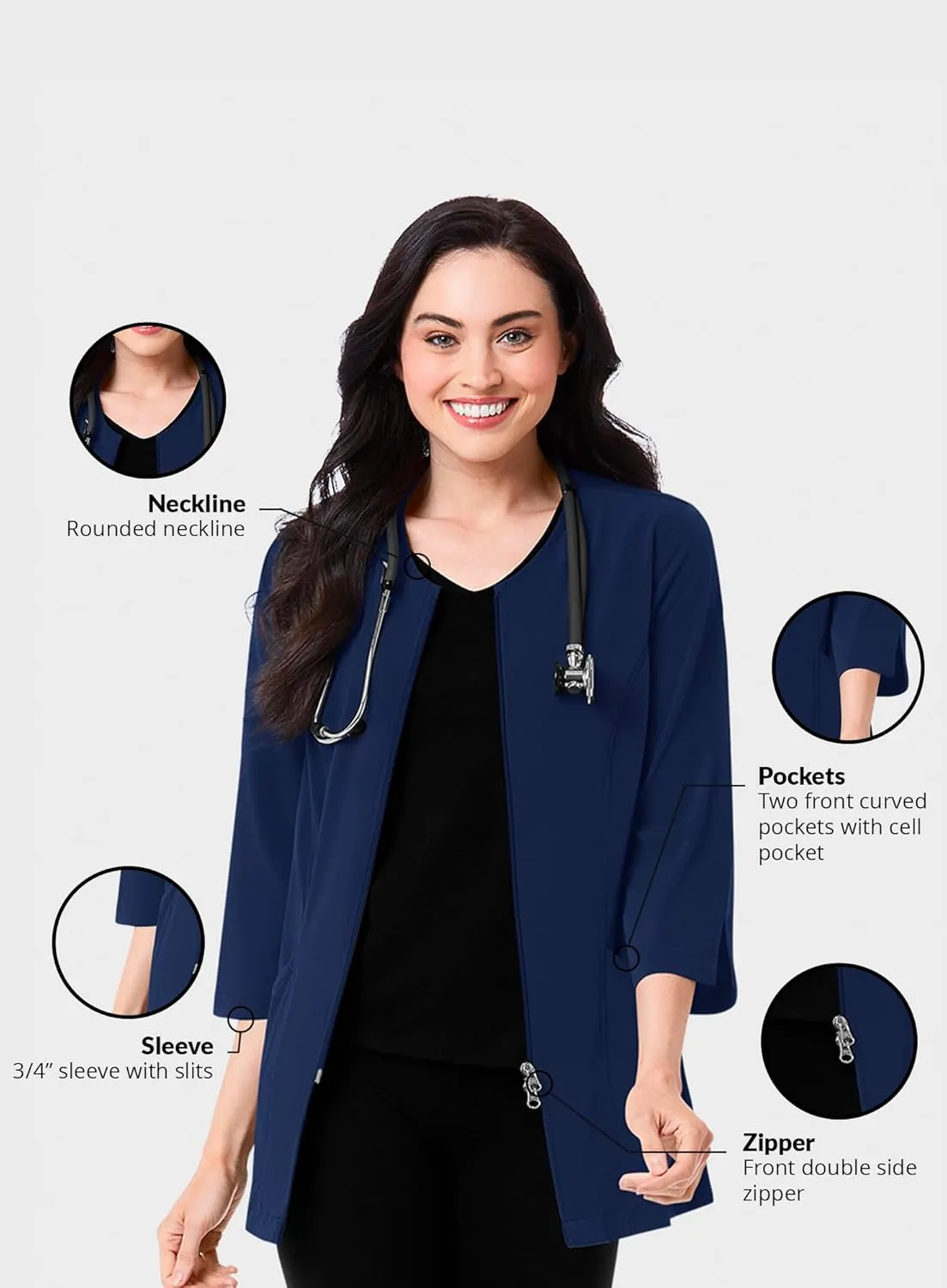 Maevn Smart Lab Coats - Ladies 3/4 Sleeve Lab Jacket