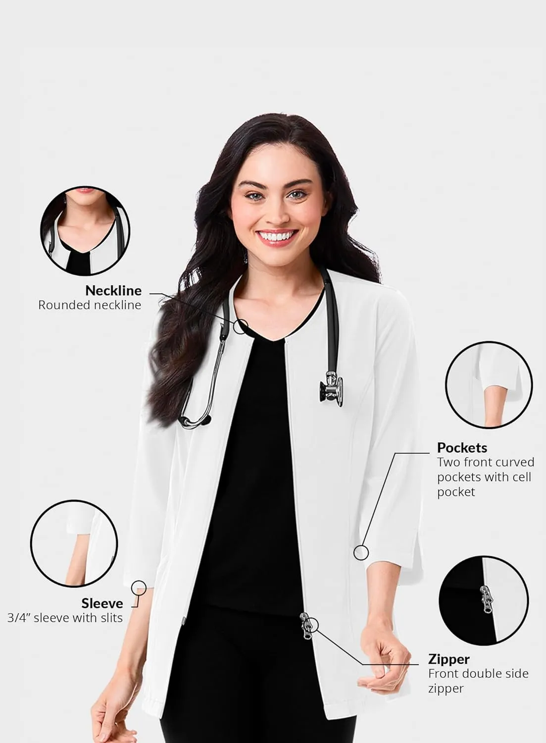 Maevn Smart Lab Coats - Ladies 3/4 Sleeve Lab Jacket