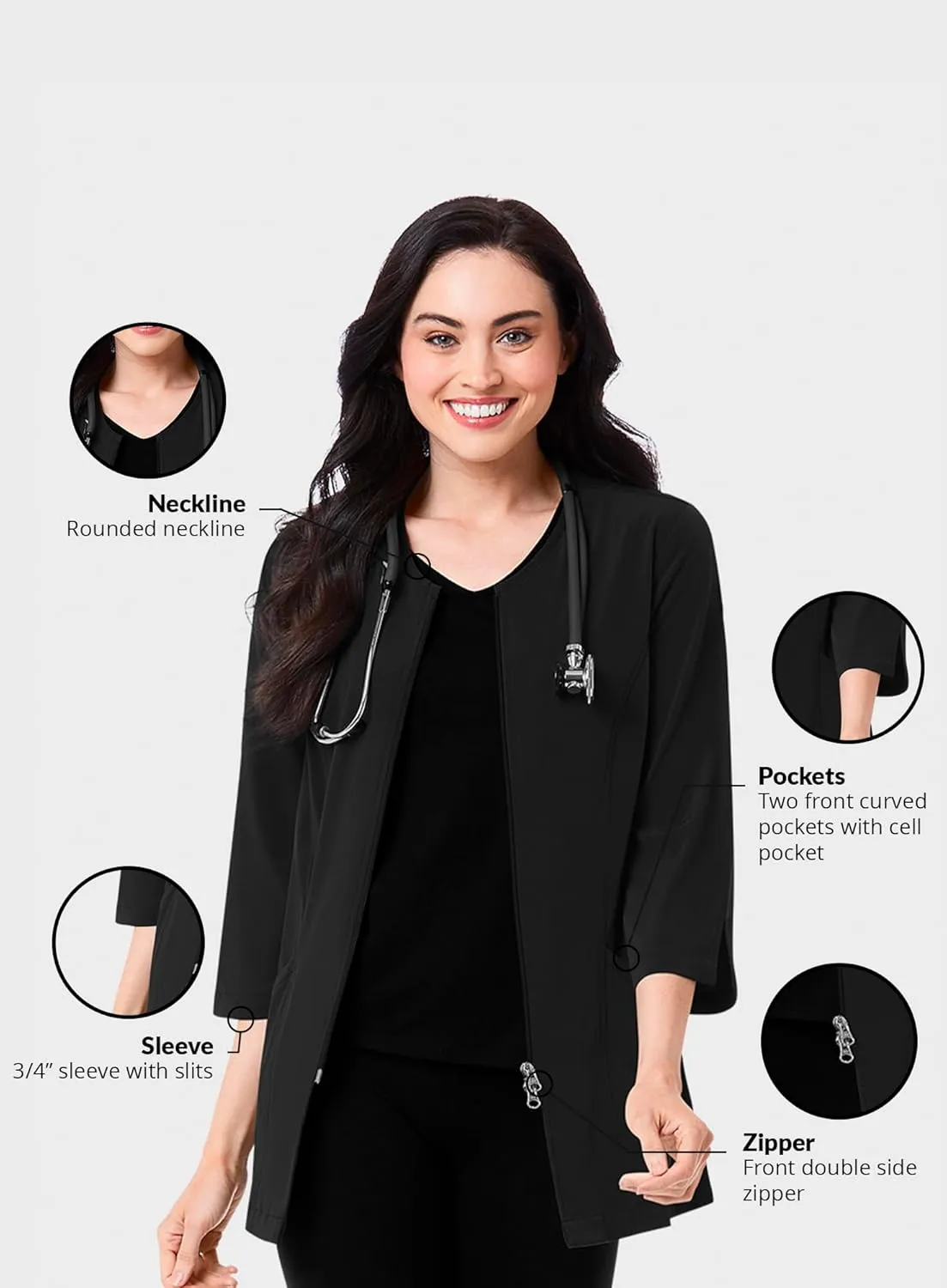 Maevn Smart Lab Coats - Ladies 3/4 Sleeve Lab Jacket